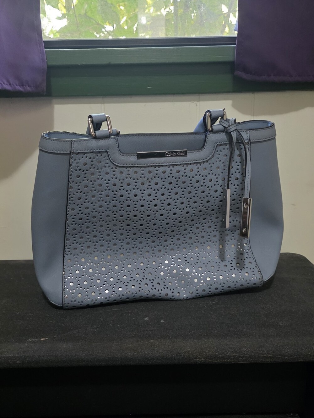 Calvin Klein Light Blue Perforated Tote